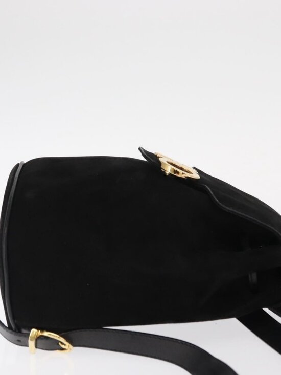 Salvatore Ferragamo Gancini Backpack Suede Black Gold Auth BA8233 main image 15